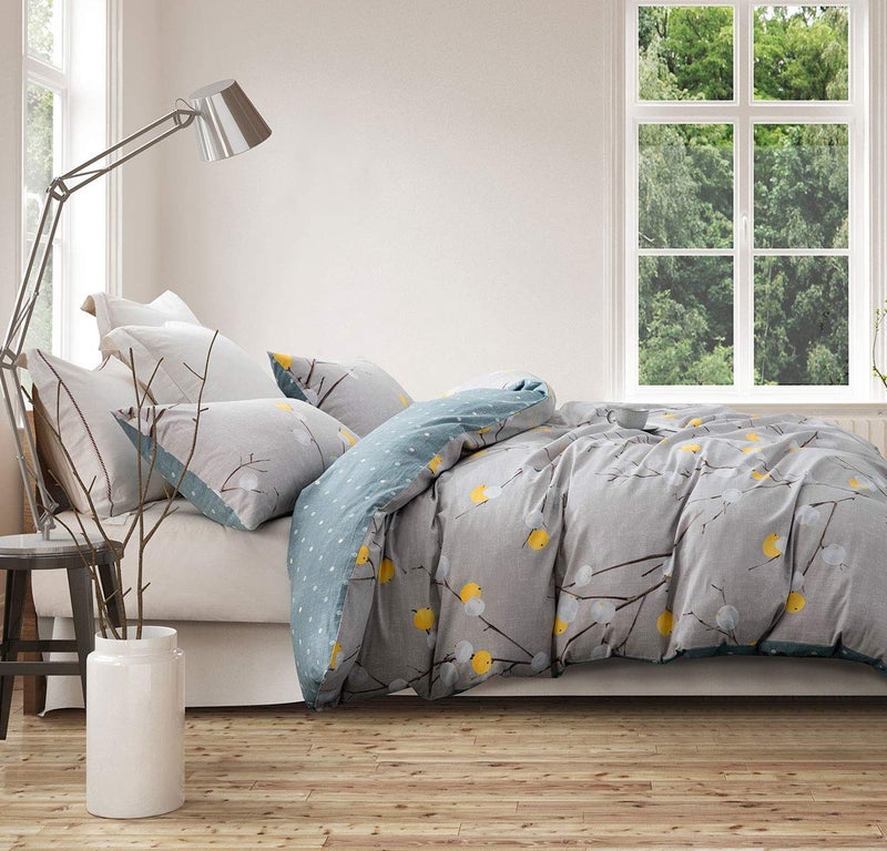 SLEEPBELLA Duvet Cover Set 600 Thread Count Cotton Bedding Set (Full, Grey Branch) - Image 2